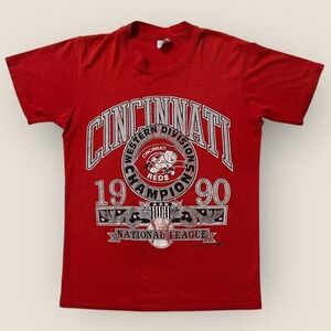 Vintage 90s Single Stitch 1990‎ Cincinnati Reds Western League Champs T Shirt